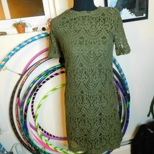H&M Olive Green lace dress  Size 10